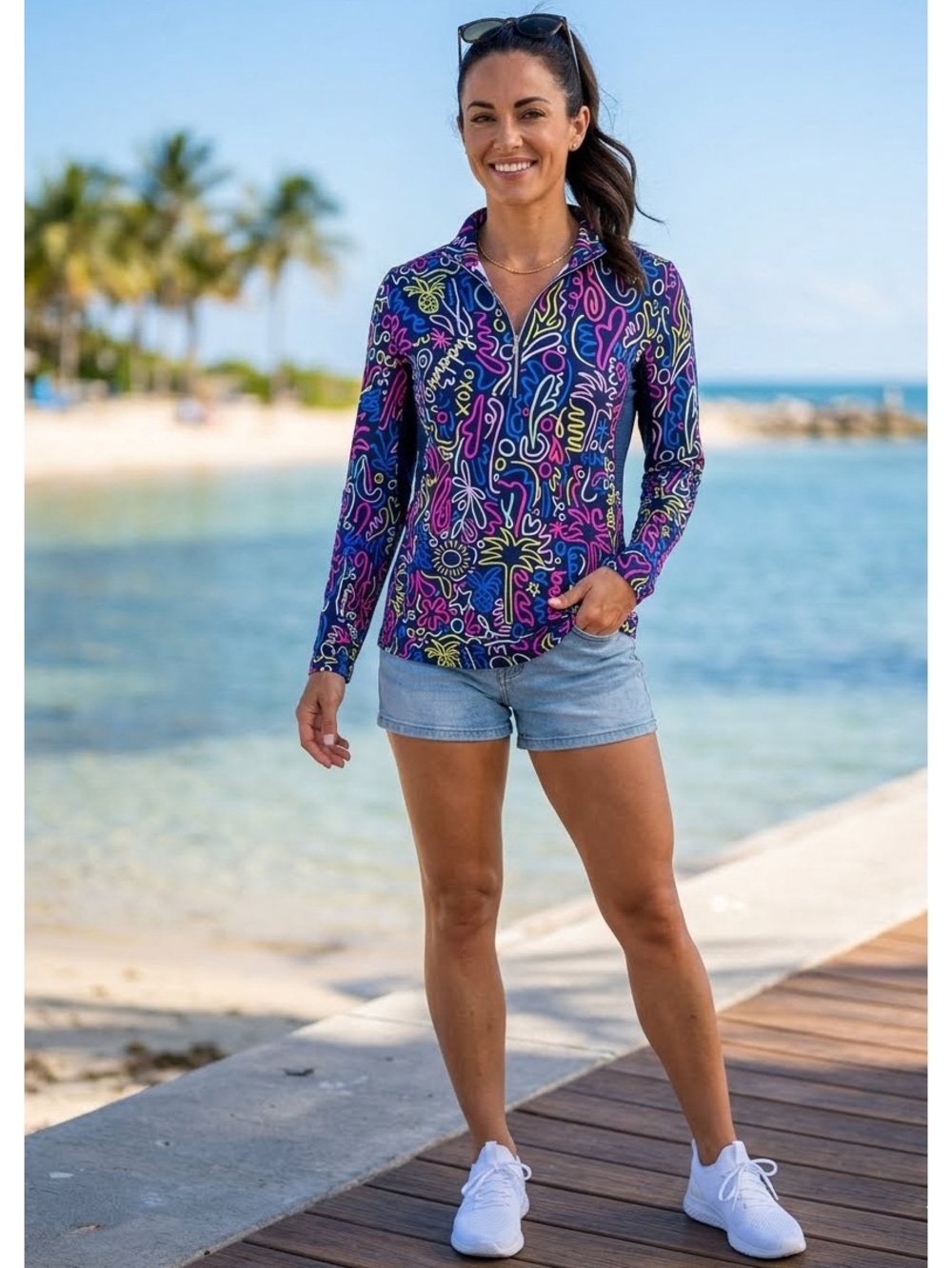 Anthony’s Resort Wear UPF 50+ Mock Neck Quarter Zip with Mesh Underarm Size S